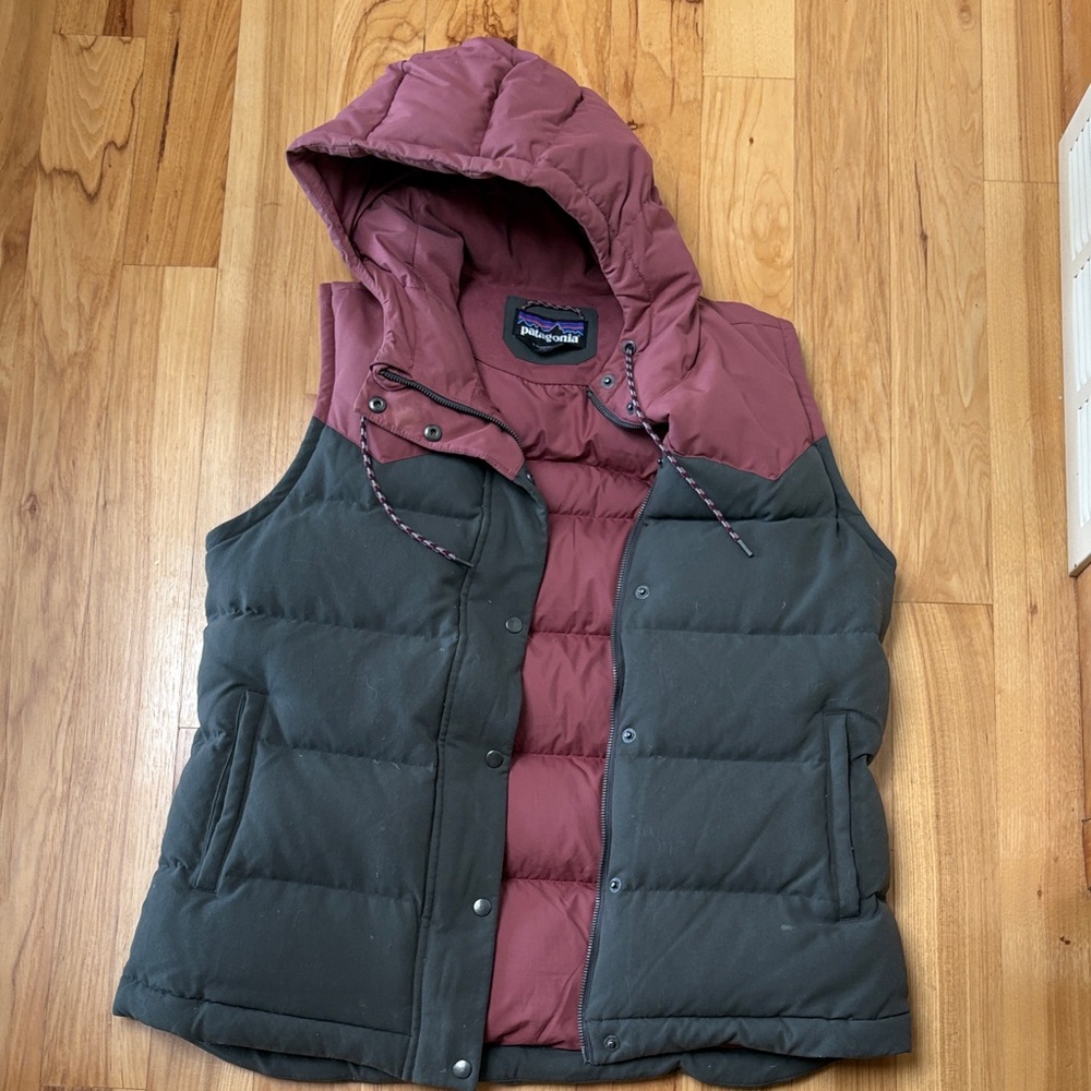 Patagonia Maroon and Charcoal Hooded Vest